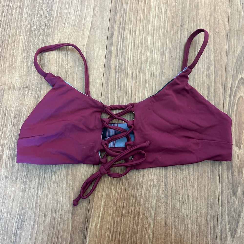 Women's Burgundy Lace-Up Bralette